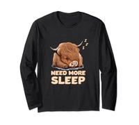 Funny Sleeping Highland Cattle Cow Pajama Bedtime Long Sleeve T-Shirt