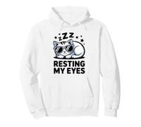 Funny Sleepy Cat Resting My Eyes Napping Humor Pullover Hoodie