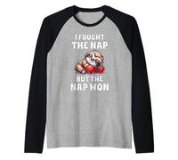 Funny Sleepy Sloth Quote - I Fought The Nap Humor Raglan Baseball Tee
