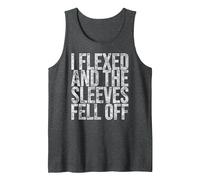 Funny Sleeveless I Flexed and The Sleeves Fell Off Tank Top, Men, Dark Heather Grey, Small