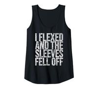 Funny Sleeveless I Flexed and The Sleeves Fell Off Tank Top, Women, Black, Medium