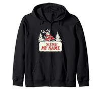 Funny Sleigh my Name with Santa Claus Costume Zip Hoodie