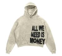 Funny Slogan Letter Print Hoodie - Oversized Graphic Sweatshirt, Y2K Hip Hop Streetwear Pullover for Men and Women Beige