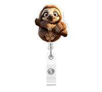 Funny Sloth Badge Reel,Cute Acrylic Badge for ID Card Badge,Fun Telescoping Retractable Badge Holder Alligator Clip Accessories for Nurse,Medical Worker,Nursing Student,Teacher
