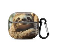 Funny Sloth Bluetooth Earbuds Case Cover Full Body Shockproof Protection Hard Case Support Wireless Charging with Keychain Personalized Gift for AirPods 3