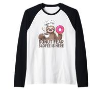 Funny Sloth Coffee Donut Quote - Sloffee to the Rescue Raglan Baseball Tee