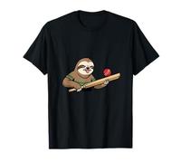 Funny Sloth Cricket Batsman Lazy Cricketer T-Shirt