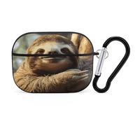 Funny Sloth Earbuds Organizer Shockproof Protective Airpods Pro Cover with Carabiner Clip Anti Fall Carrying Earphone Case Cover for Airpods Pro 2nd Generation Black