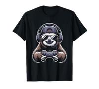 Funny Sloth Gamer Tee Gaming Headset Gamepad Video Games T-Shirt