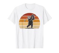 Funny Sloth Golfer Slow Motion Golf Swing Retro Sunset Art Value Graphic T-Shirt, Men, White, XL
