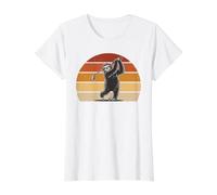 Funny Sloth Golfer Slow Motion Golf Swing Retro Sunset Art Value Graphic T-Shirt, Women, White, L
