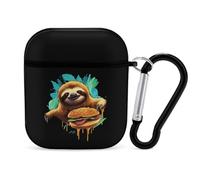 Funny Sloth Hamburger Earphone Case Cover Compatible with AirPods 1&2 Shockproof Bluetooth Headset Case Black-style