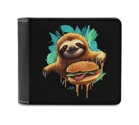 Funny Sloth Hamburger Men's Bifold Wallet Slim Cash Card Holder Leather Purse