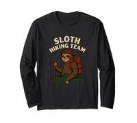 Funny Sloth Hiking Team Graphic Illustration Long Sleeve T-Shirt