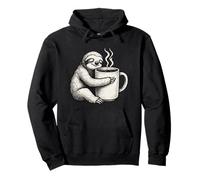 Funny Sloth Hugging Coffee Mug Hand Drawn Lazy Morning Pullover Hoodie