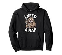 Funny Sloth I Need A Nap Coffee Lover Lazy Pullover Hoodie