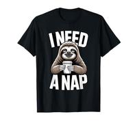 Funny Sloth I Need A Nap Coffee Lover Lazy T-Shirt