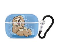 Funny Sloth Print Ear Bud Case with Key Chain Full Protective Durable Shockproof Wireless Headphone Case PC Hard Case Cover for Apple AirPods Pro Case 2nd/1st Generation
