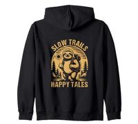 Funny Sloth Quote SLOW TRAILS HAPPY TALES Adventure Zip Hoodie