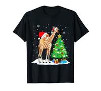 Funny Sloth Riding Giraffe Christmas Tree Lights Family Kids T-Shirt