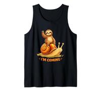 Funny Sloth Riding Snail Slow But On The Way Humor Tank Top