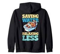 Funny Sloth Saving Water Relaxing Less Bathtub Chill Zip Hoodie