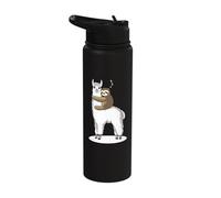 Funny Sloth Sleeping on Alpaca lama Alpaca Gift Stainless Steel Insulated Water Bottle