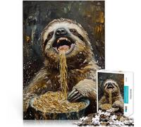 Funny Sloth Spaghetti EatPuzzle for Adults 1000 Pieces Challenging Game and Family Play Wishlist with Santa Claus 38x26cm