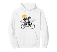 Funny Sloth Tandem Surfing Retro Sunset Surfing Pullover Hoodie