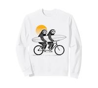 Funny Sloth Tandem Surfing Retro Sunset Surfing Sweatshirt