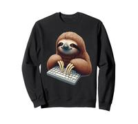 Funny Sloth Typing at Keyboard Slow Office Humor Sweatshirt