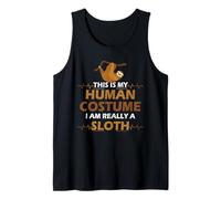 Funny Sloths Humor This is My Human Costume Halloween Sloth Tank Top