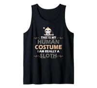Funny Sloths Humor This is My Human Costume Halloween Sloth Tank Top