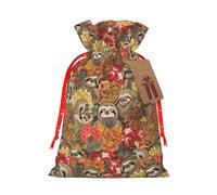 Funny Sloths Printing 4.7x6.9 In Christmas Bag With Drawstring,Ideal For Adults To Wrap Gifts For Christmas Halloween