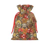 Funny Sloths Printing Cute Christmas Bag Drawstring Design 4.7x6.9 Inch For Christmas Party Birthday Gift Packaging