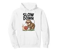 Funny Slow Down Saying Sloth Snail Humor Relaxed Vibes Dad Pullover Hoodie