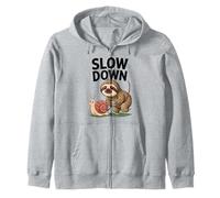 Funny Slow Down Saying Sloth Snail Humor Relaxed Vibes Dad Zip Hoodie