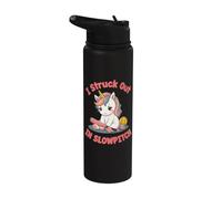 Funny Slow Pitch Softball Struck Out Unicorn Slowpitch Stainless Steel Insulated Water Bottle