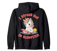 Funny Slow Pitch Softball Struck Out Unicorn Slowpitch Zip Hoodie