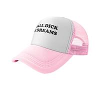 Funny Small Dick Big Dreams Baseball Cap for Men Women Adjustable Mesh Trucker Hat Pink