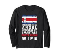 Funny Smartass Costa Rican Wife Costa Rica Flag Spouses Long Sleeve T-Shirt