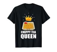Funny Smiling Chips For Tea Face Chippy Tea Queen T-Shirt