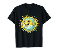 Funny Smiling Puffer Fish Cartoon Ocean Splash T-Shirt