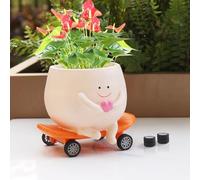 Funny Smily Face Planter Pot with Drainage Hole for Indoor and Outdoor Unique Resin Rolling Skate-Shaped Succulent Flower Pots, Novelty Gift for Mother, Planter lovers, Home Decors, Garden, Office