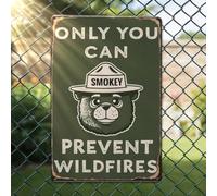 Funny Smokey the Bear Metal Tin Sign Camping Gifts for Home Cafe Cabin Forest Camper RV Outdoors Decor Prevent Forest Fires Wall Sign Decor