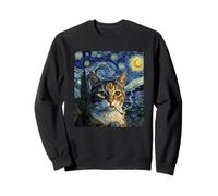 Funny Smoking Cat Cigarette Kitty Gen Z Meme Van Gogh Lover Sweatshirt