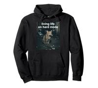 Funny Smoking Cat Cigarette Living Life On Hard Mode Pullover Hoodie