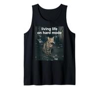 Funny Smoking Cat Cigarette Living Life On Hard Mode Tank Top