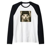 Funny Smoking Cat Meme Cigarette Grunge Beanie Aesthetic Raglan Baseball Tee