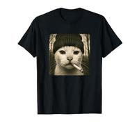 Funny Smoking Cat Meme Cigarette Grunge Beanie Aesthetic T-Shirt